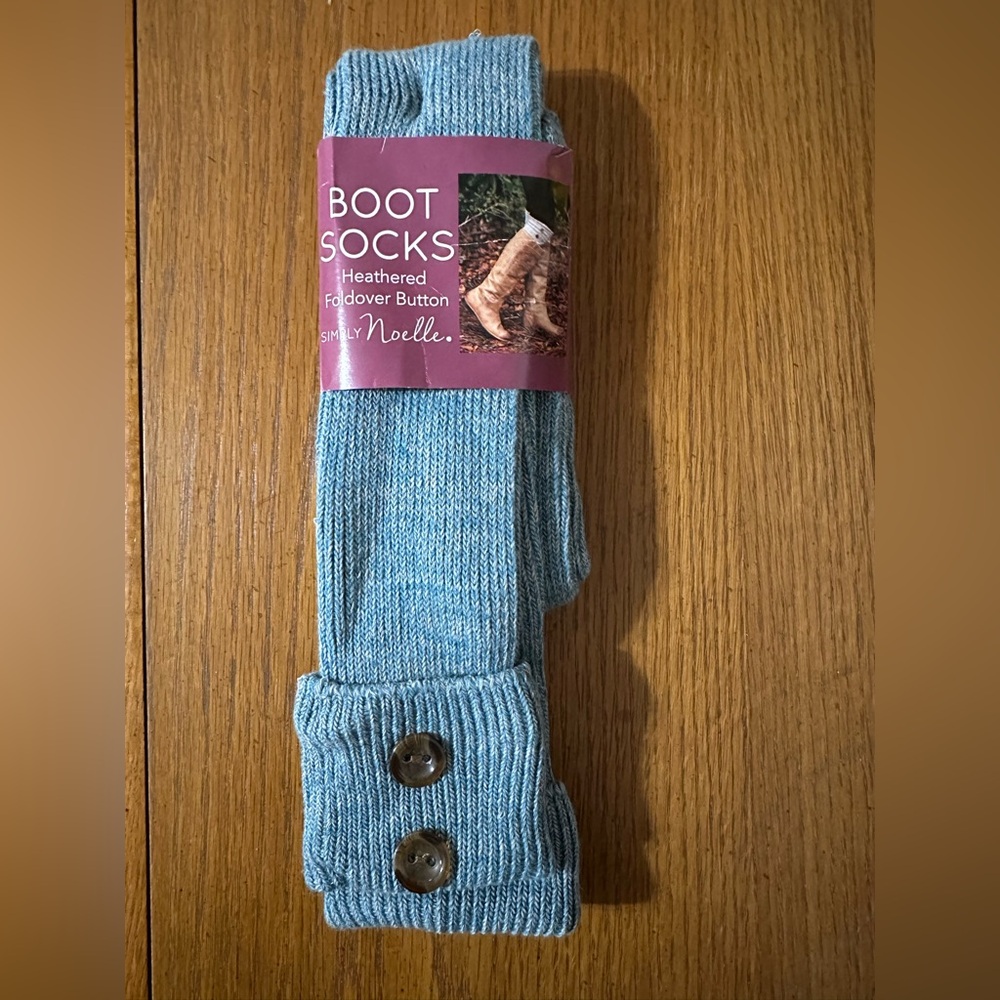 Simply Noelle Blue Boot Socks Cozy Knit